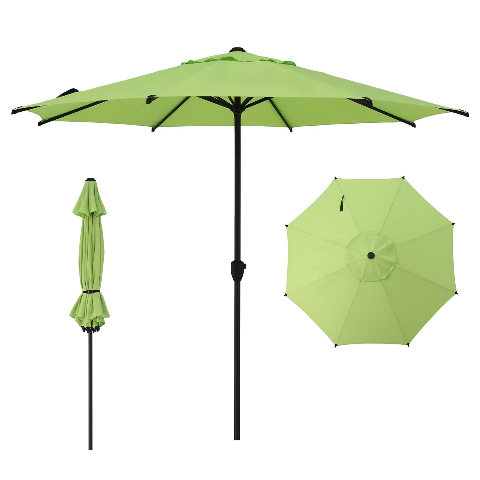 Abba Patio 9FT Lyon Outdoor Patio Umbrella Outdoor Table Umbrella with Push Button Tilt and Crank Market Umbrella 8 Sturdy Ribs UV Protection Waterproof for Garden Deck Backyard Pool, Navy Blue