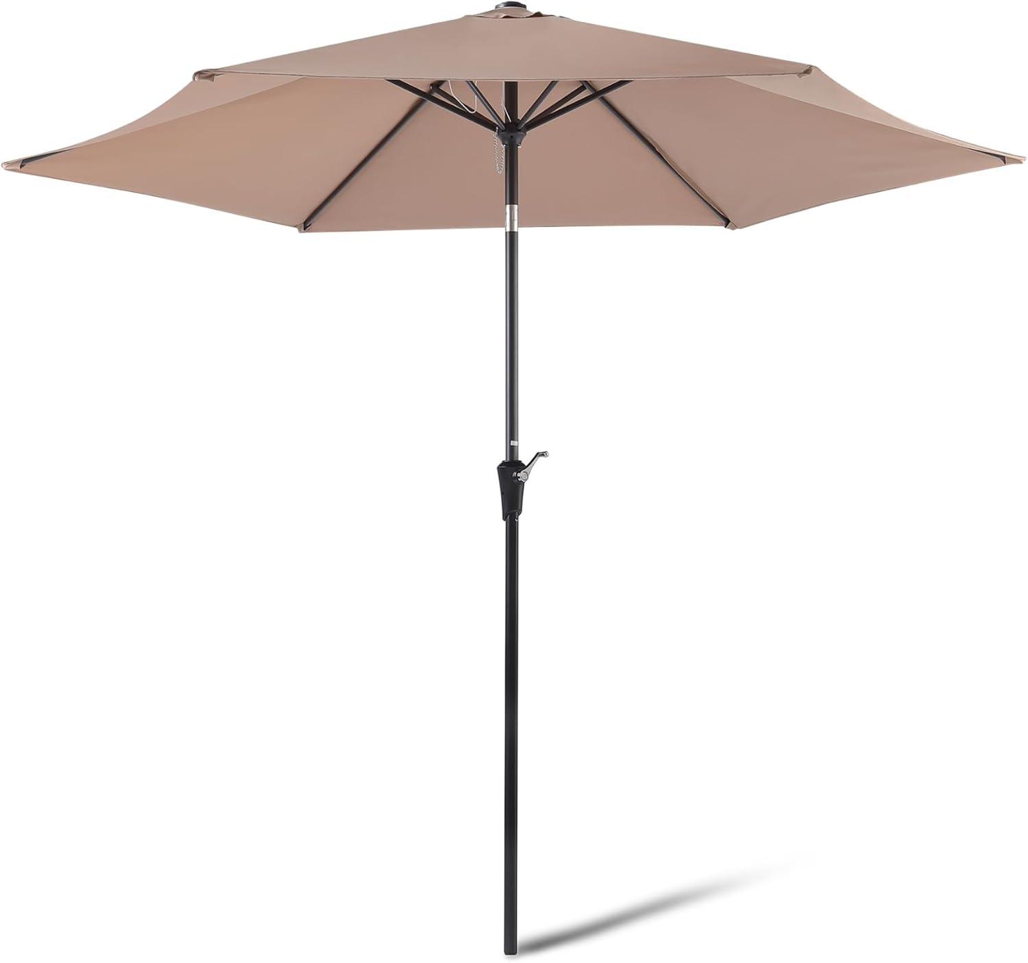 Amazon Basics Patio Umbrella with Crank Lift and Push Button Tilt, 9 Foot, Tan, Aluminum Pole, Steel Ribs