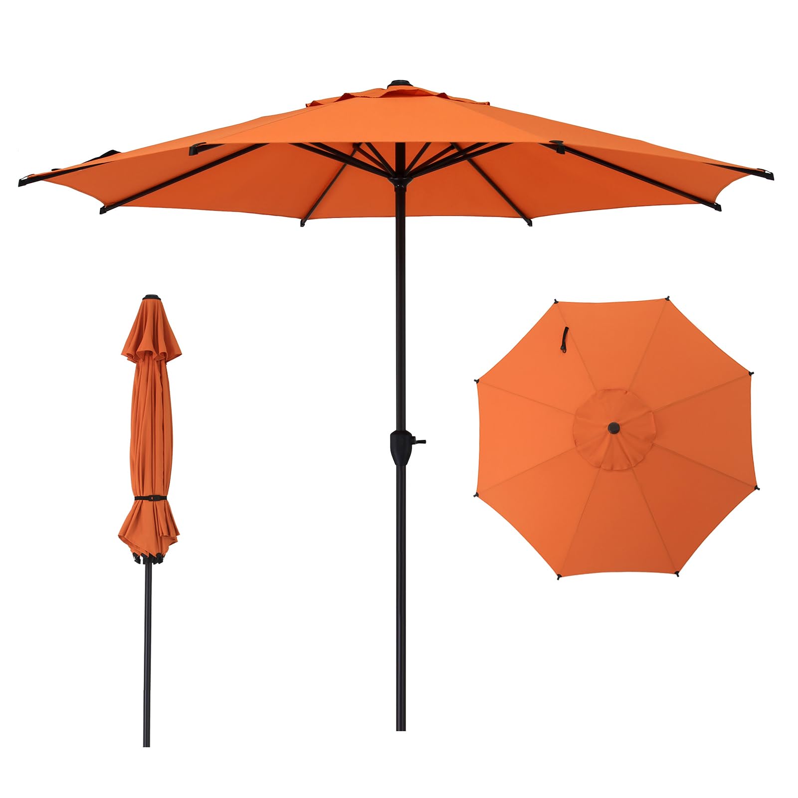 Abba Patio 9FT Lyon Outdoor Patio Umbrella Outdoor Table Umbrella with Push Button Tilt and Crank Market Umbrella 8 Sturdy Ribs UV Protection Waterproof for Garden Deck Backyard Pool, Navy Blue