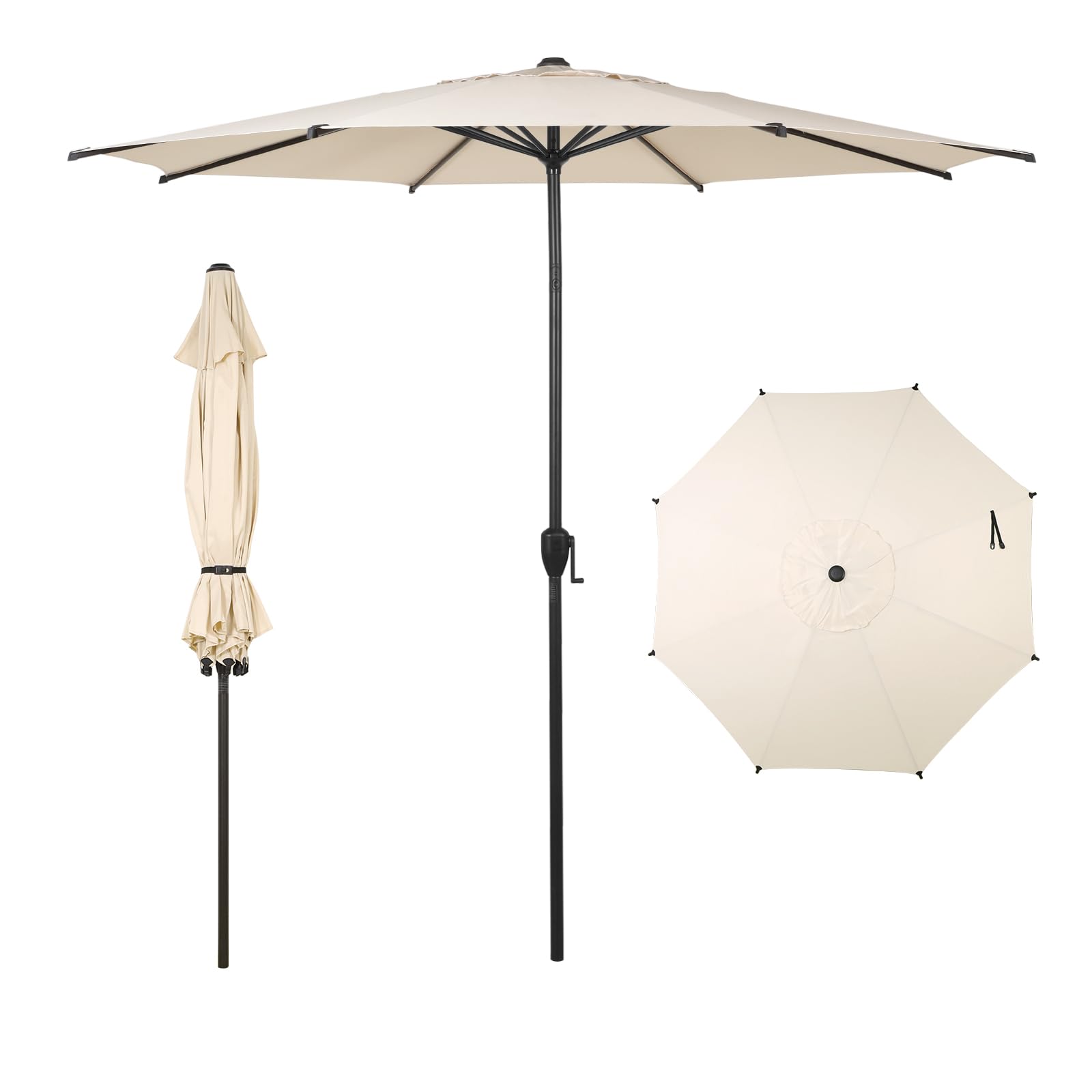 Abba Patio 9FT Lyon Outdoor Patio Umbrella Outdoor Table Umbrella with Push Button Tilt and Crank Market Umbrella 8 Sturdy Ribs UV Protection Waterproof for Garden Deck Backyard Pool, Navy Blue