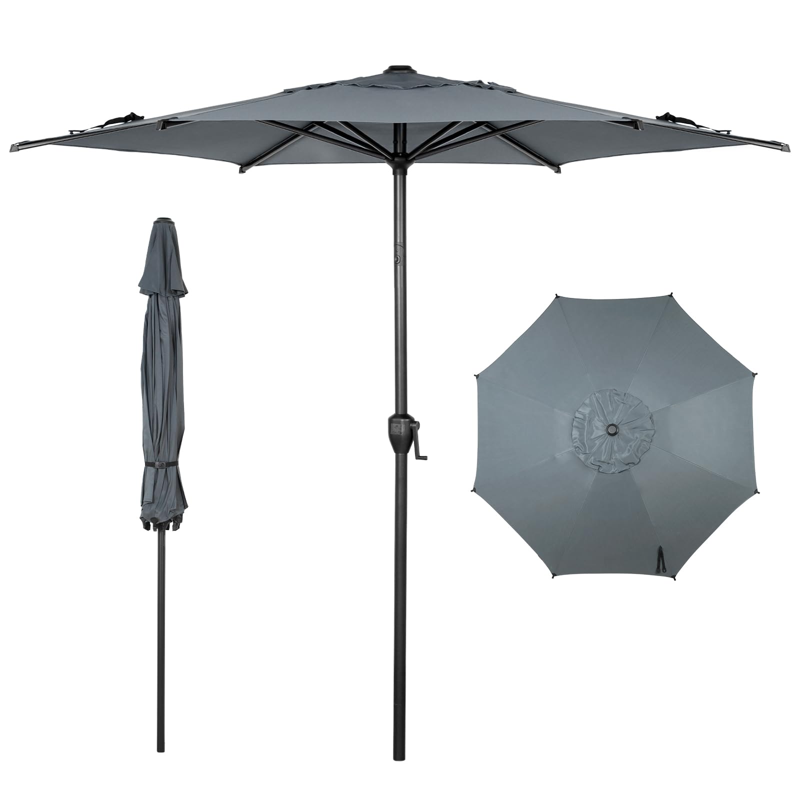 Abba Patio 9FT Lyon Outdoor Patio Umbrella Outdoor Table Umbrella with Push Button Tilt and Crank Market Umbrella 8 Sturdy Ribs UV Protection Waterproof for Garden Deck Backyard Pool, Navy Blue