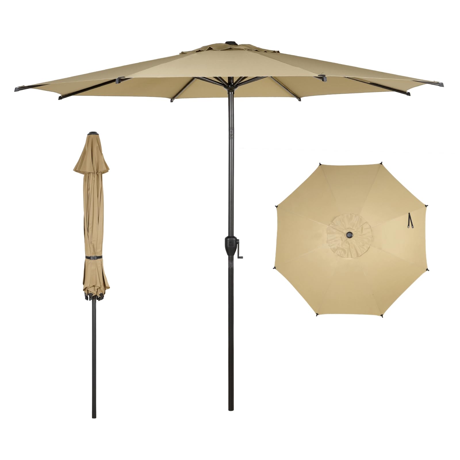 Abba Patio 9FT Lyon Outdoor Patio Umbrella Outdoor Table Umbrella with Push Button Tilt and Crank Market Umbrella 8 Sturdy Ribs UV Protection Waterproof for Garden Deck Backyard Pool, Navy Blue