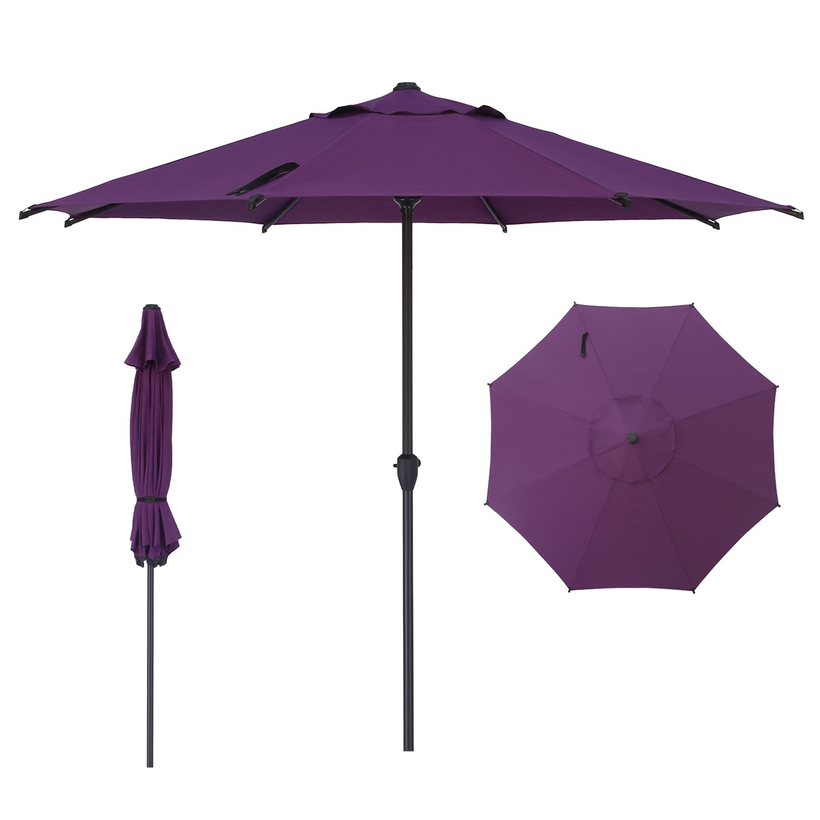 Abba Patio 9FT Lyon Outdoor Patio Umbrella Outdoor Table Umbrella with Push Button Tilt and Crank Market Umbrella 8 Sturdy Ribs UV Protection Waterproof for Garden Deck Backyard Pool, Navy Blue