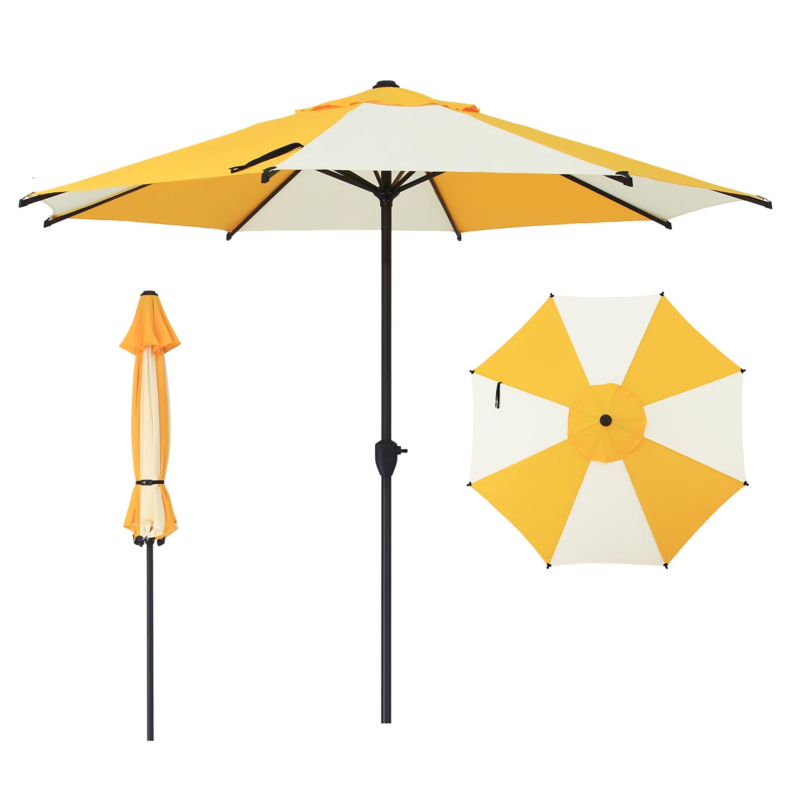 Abba Patio 9FT Lyon Outdoor Patio Umbrella Outdoor Table Umbrella with Push Button Tilt and Crank Market Umbrella 8 Sturdy Ribs UV Protection Waterproof for Garden Deck Backyard Pool, Navy Blue