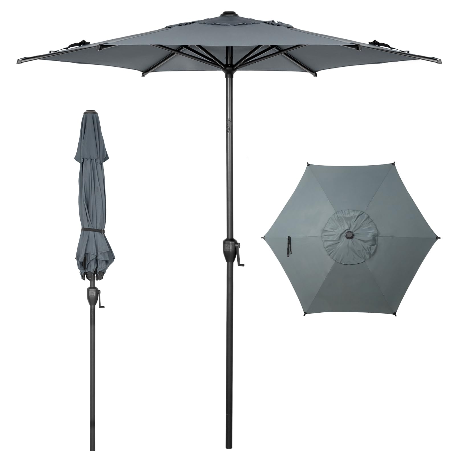 Abba Patio 9FT Lyon Outdoor Patio Umbrella Outdoor Table Umbrella with Push Button Tilt and Crank Market Umbrella 8 Sturdy Ribs UV Protection Waterproof for Garden Deck Backyard Pool, Navy Blue