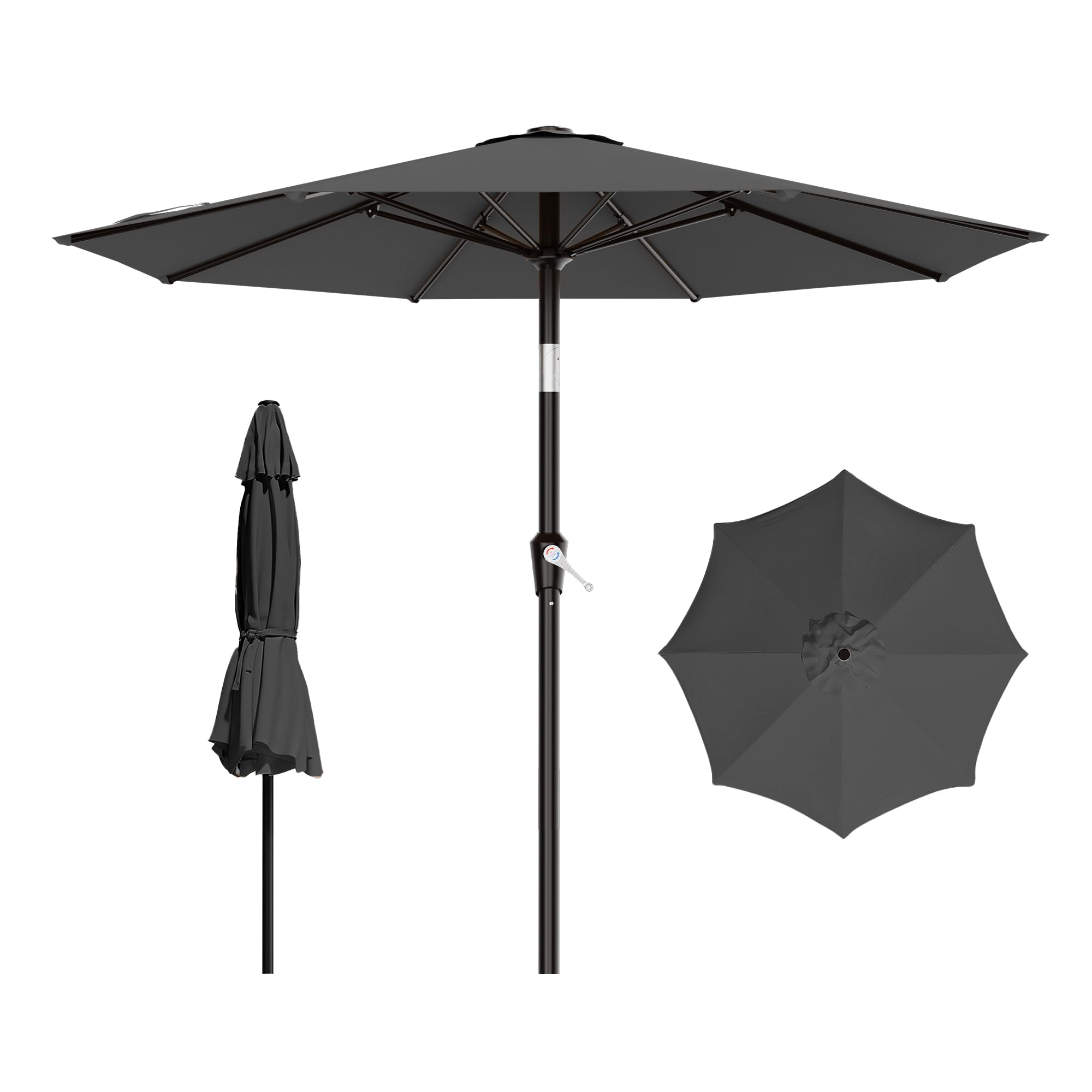 AreShark 9 FT Patio Umbrella for Outdoor, Outdoor Table Umbrella with Push Button Tilt and Crank, Outdoor Patio Umbrellas with 8 Sturdy Ribs for Market, Garden, Pool (Beige)