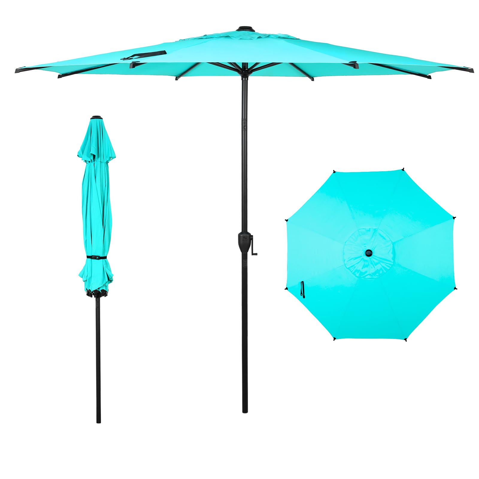 Abba Patio 9FT Lyon Outdoor Patio Umbrella Outdoor Table Umbrella with Push Button Tilt and Crank Market Umbrella 8 Sturdy Ribs UV Protection Waterproof for Garden Deck Backyard Pool, Navy Blue