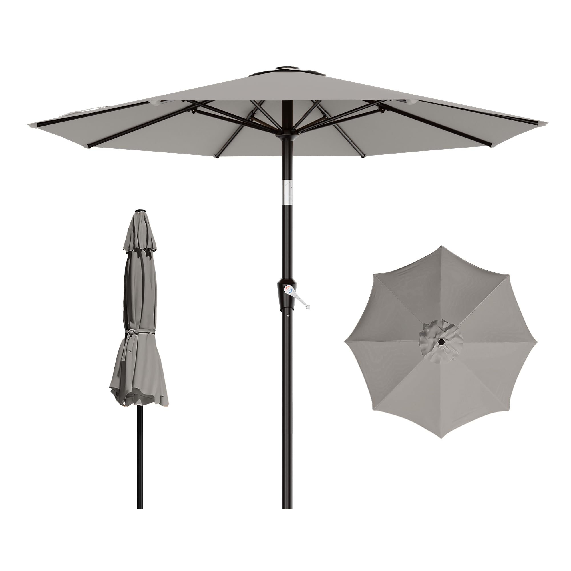 AreShark 9 FT Patio Umbrella for Outdoor, Outdoor Table Umbrella with Push Button Tilt and Crank, Outdoor Patio Umbrellas with 8 Sturdy Ribs for Market, Garden, Pool (Beige)
