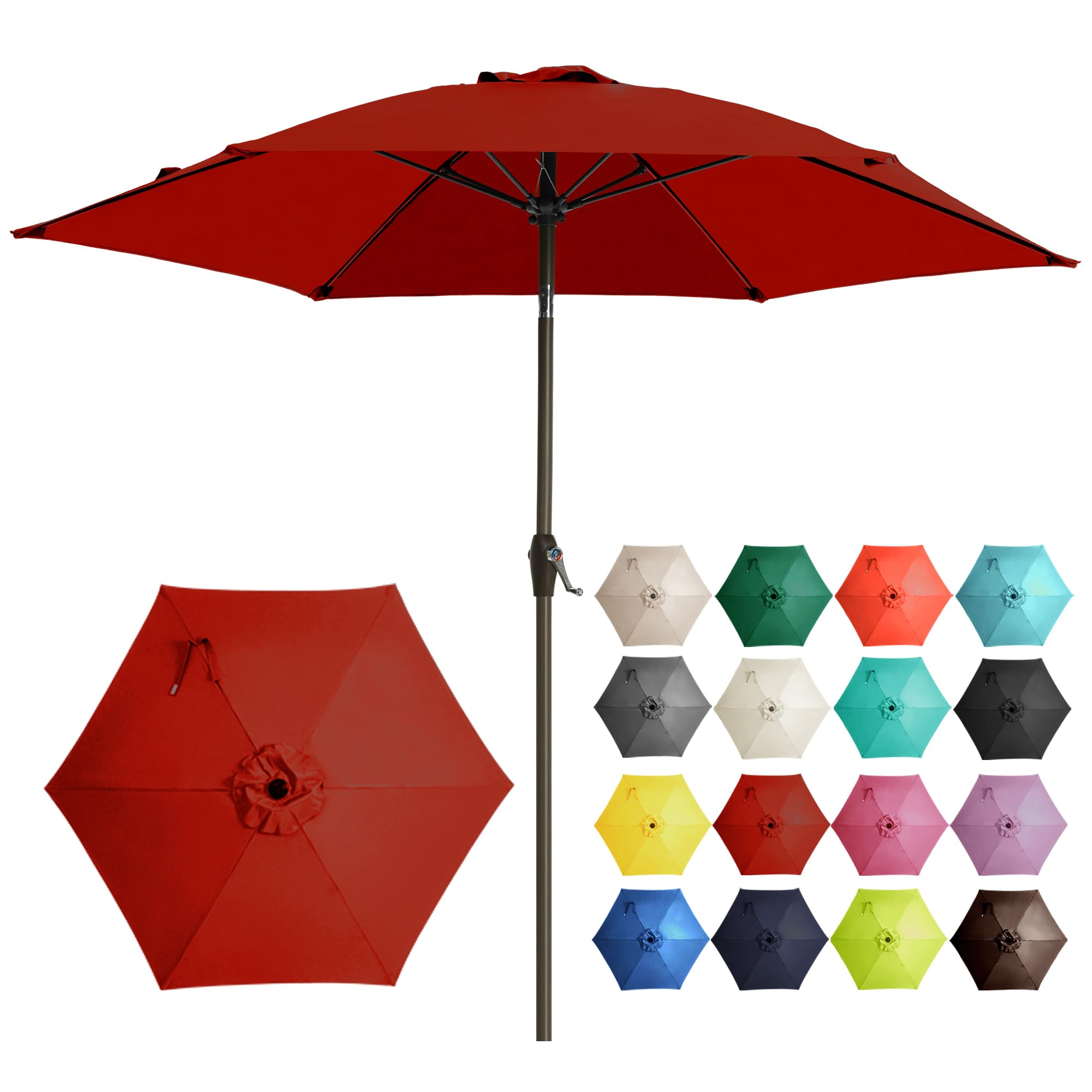 Ayge 7.5FT Large Outdoor Patio Umbrella Market Table Umbrella-UV Resistant, Easy Push Button Tilt and Crank, 6 Sturdy Fiberglass Ribs Heavy-Duty Pool Umbrella for Deck, Backyard,Garden, Yard,Beige