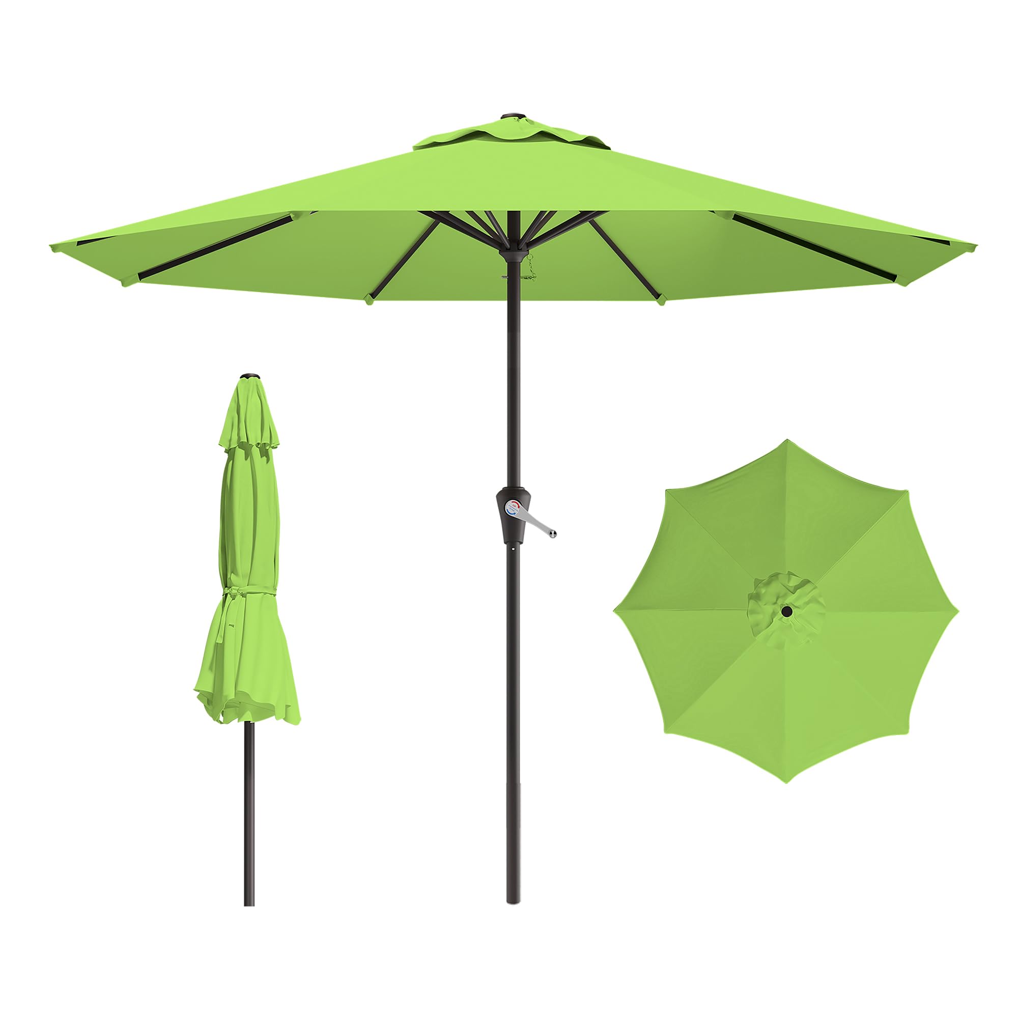 AreShark 9 FT Patio Umbrella for Outdoor, Outdoor Table Umbrella with Push Button Tilt and Crank, Outdoor Patio Umbrellas with 8 Sturdy Ribs for Market, Garden, Pool (Beige)