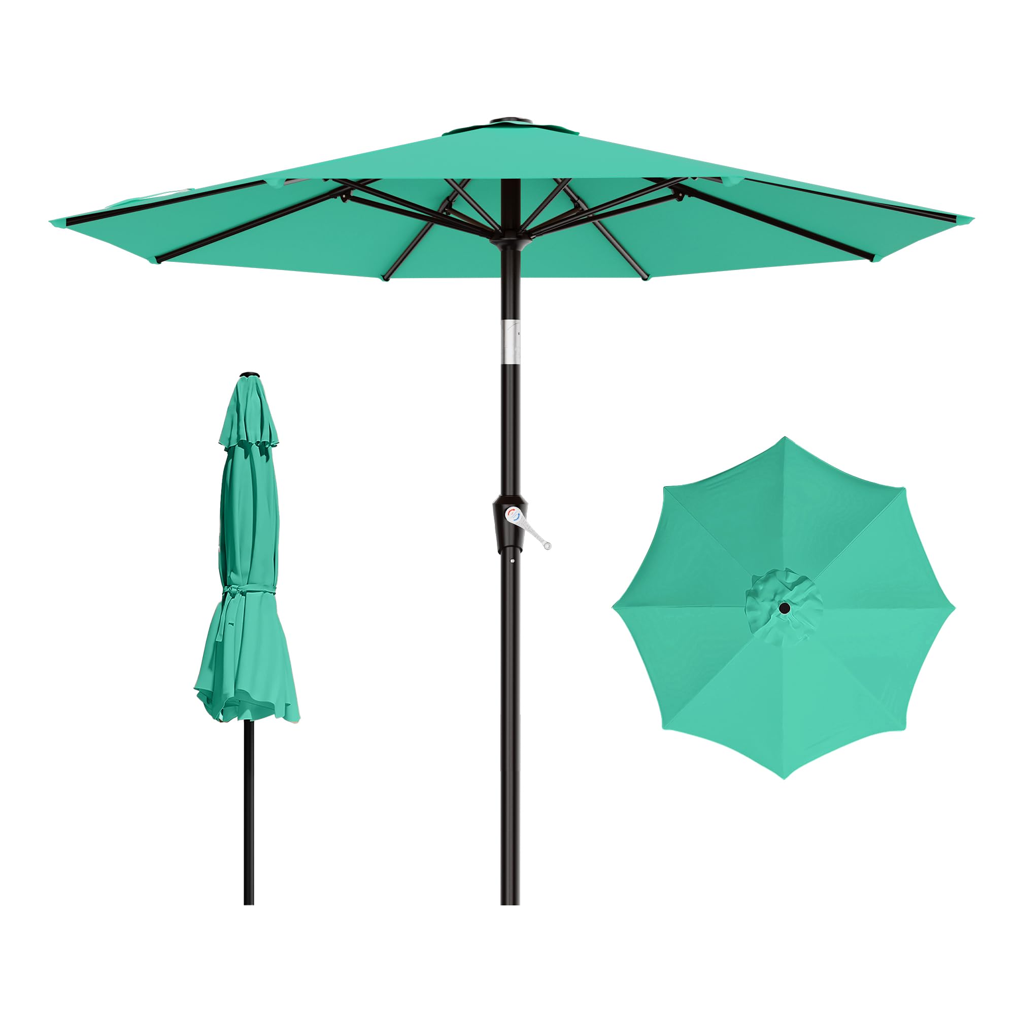 AreShark 9 FT Patio Umbrella for Outdoor, Outdoor Table Umbrella with Push Button Tilt and Crank, Outdoor Patio Umbrellas with 8 Sturdy Ribs for Market, Garden, Pool (Beige)