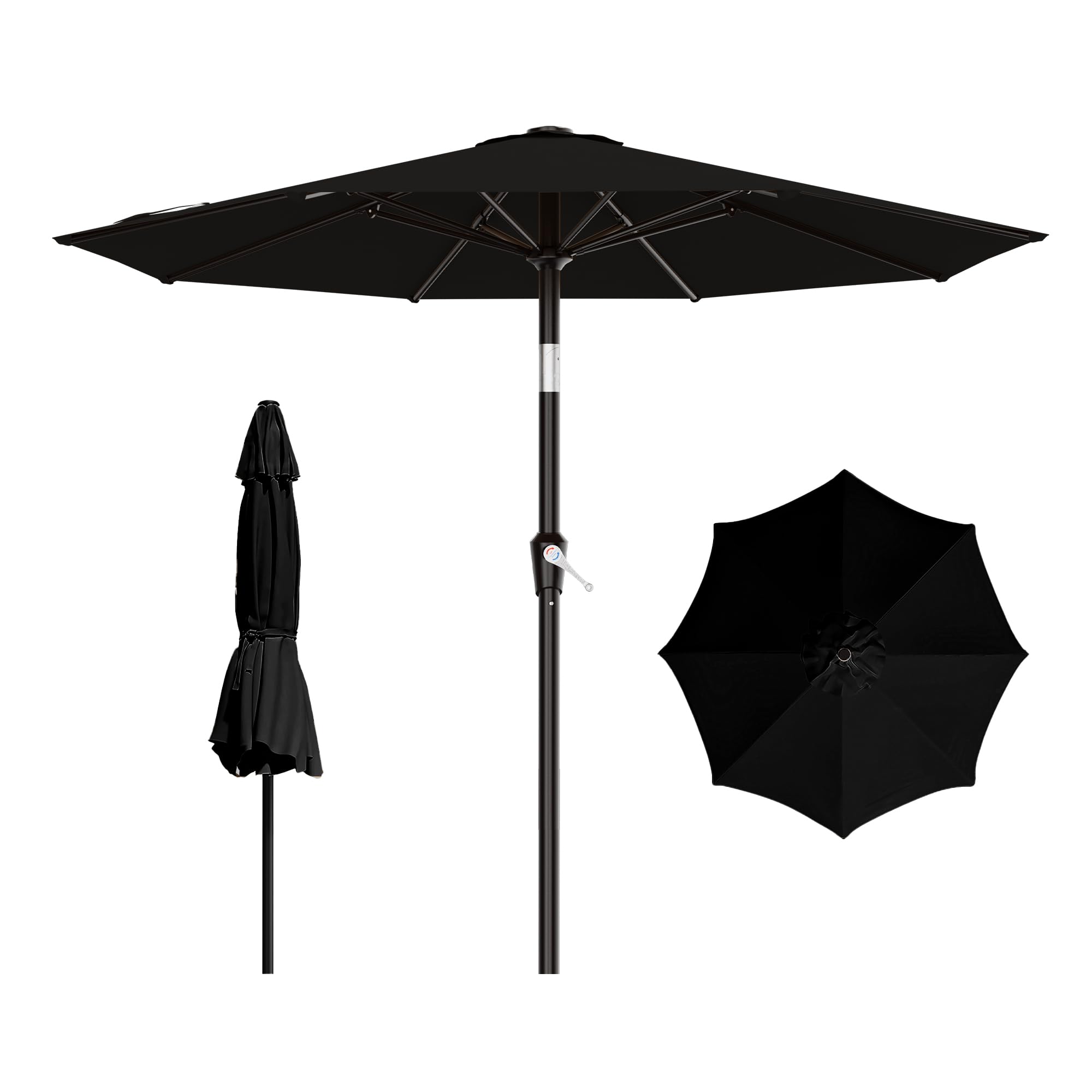 AreShark 9 FT Patio Umbrella for Outdoor, Outdoor Table Umbrella with Push Button Tilt and Crank, Outdoor Patio Umbrellas with 8 Sturdy Ribs for Market, Garden, Pool (Beige)