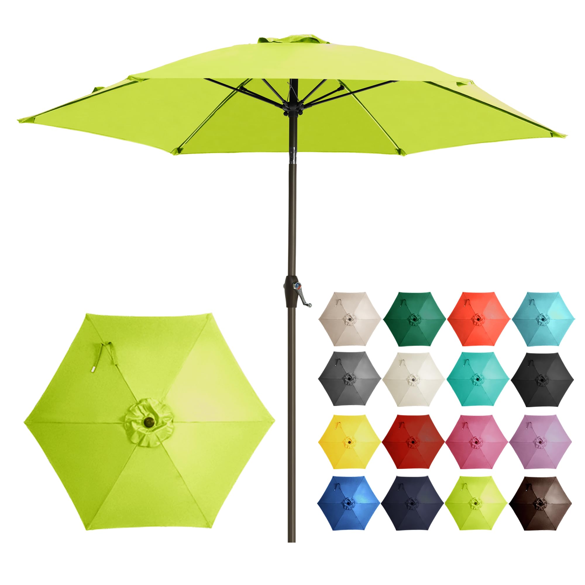Ayge 7.5FT Large Outdoor Patio Umbrella Market Table Umbrella-UV Resistant, Easy Push Button Tilt and Crank, 6 Sturdy Fiberglass Ribs Heavy-Duty Pool Umbrella for Deck, Backyard,Garden, Yard,Beige