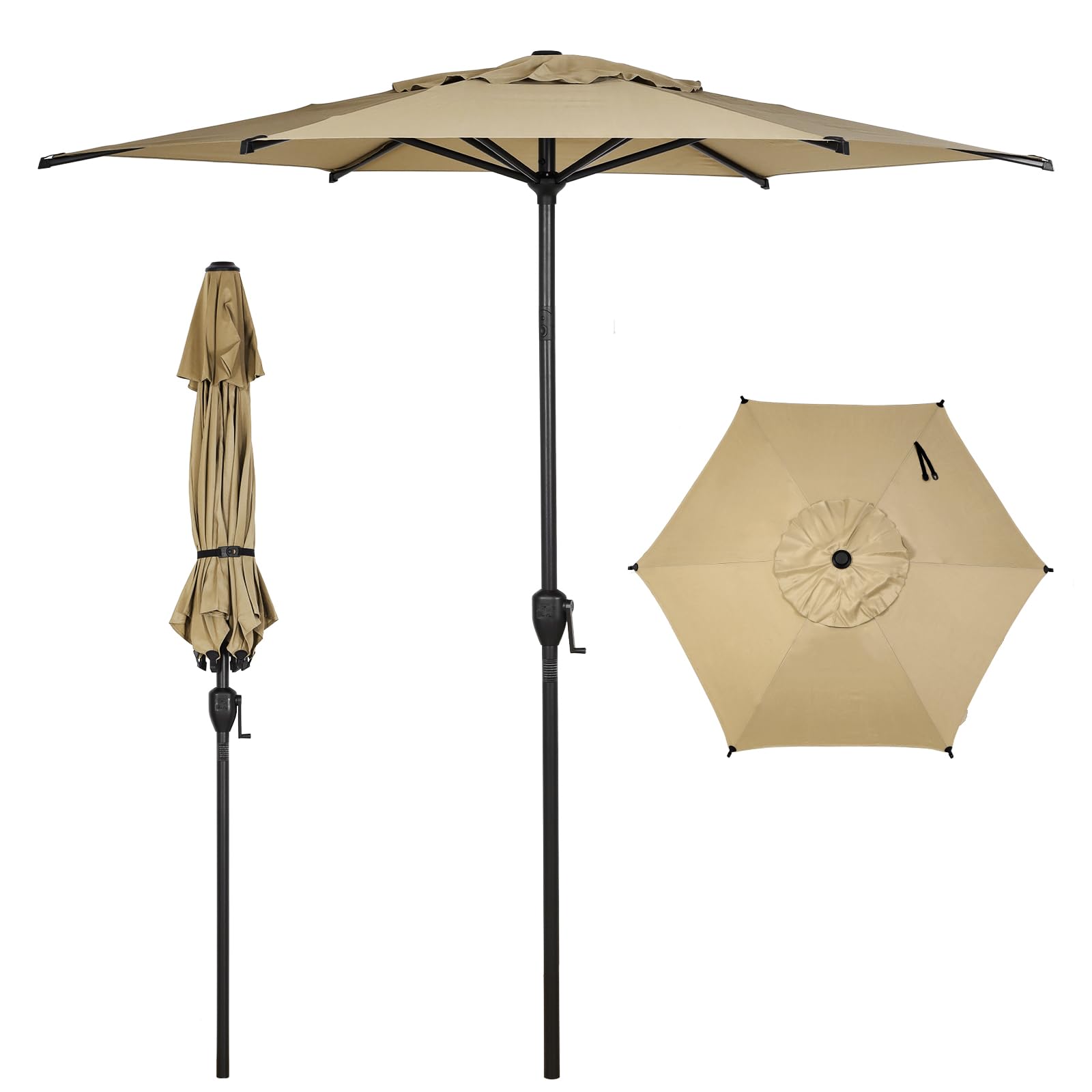 Abba Patio 9FT Lyon Outdoor Patio Umbrella Outdoor Table Umbrella with Push Button Tilt and Crank Market Umbrella 8 Sturdy Ribs UV Protection Waterproof for Garden Deck Backyard Pool, Navy Blue