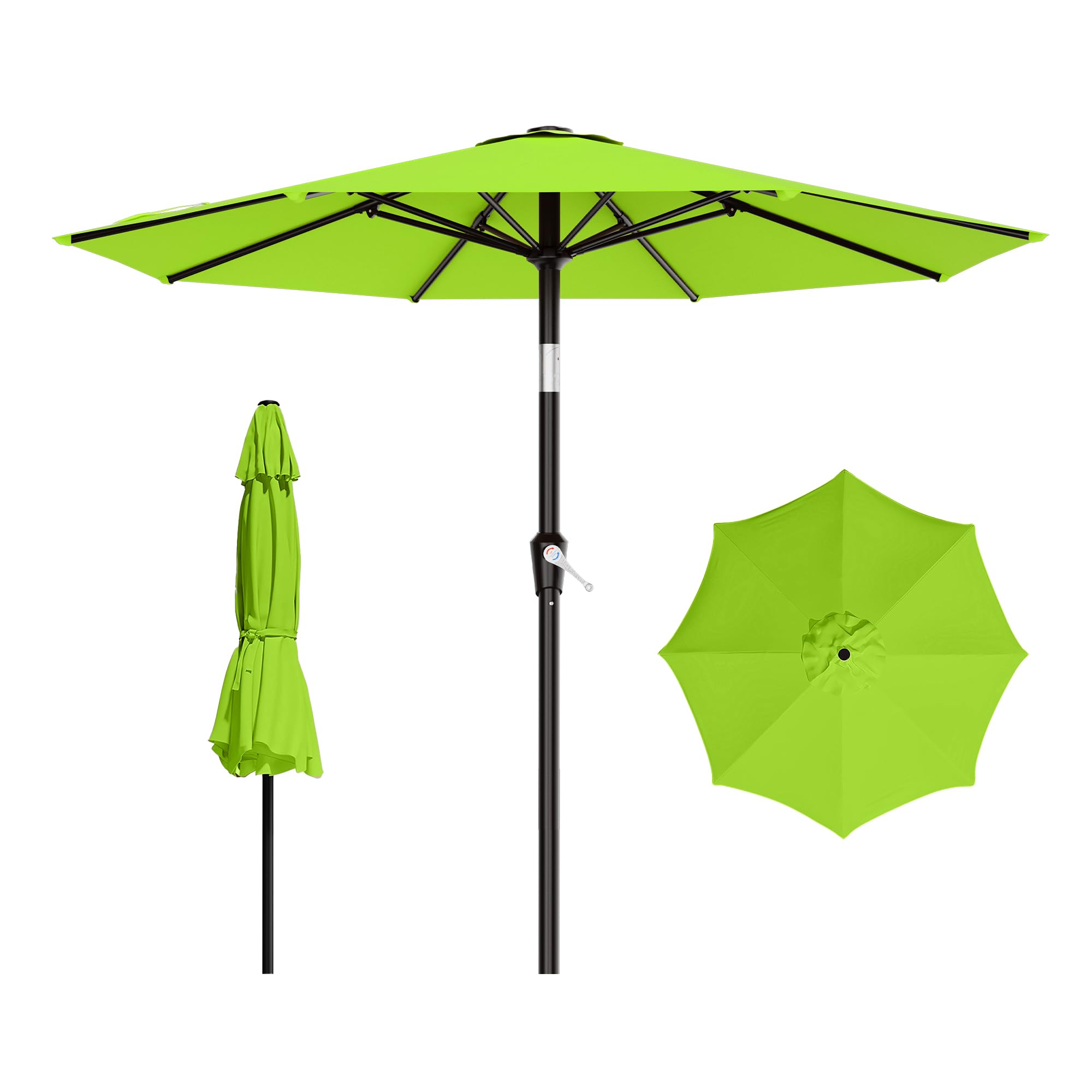 AreShark 9 FT Patio Umbrella for Outdoor, Outdoor Table Umbrella with Push Button Tilt and Crank, Outdoor Patio Umbrellas with 8 Sturdy Ribs for Market, Garden, Pool (Beige)