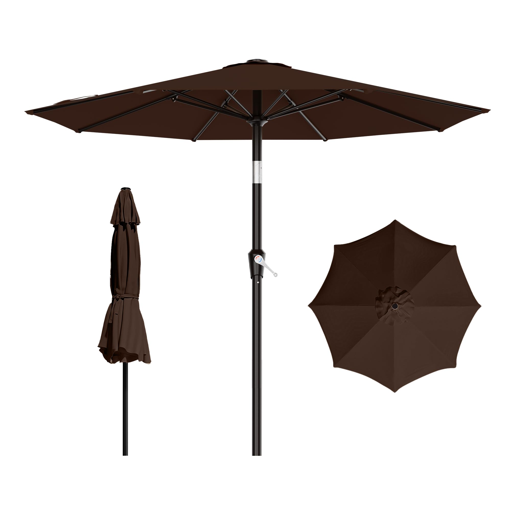 AreShark 9 FT Patio Umbrella for Outdoor, Outdoor Table Umbrella with Push Button Tilt and Crank, Outdoor Patio Umbrellas with 8 Sturdy Ribs for Market, Garden, Pool (Beige)