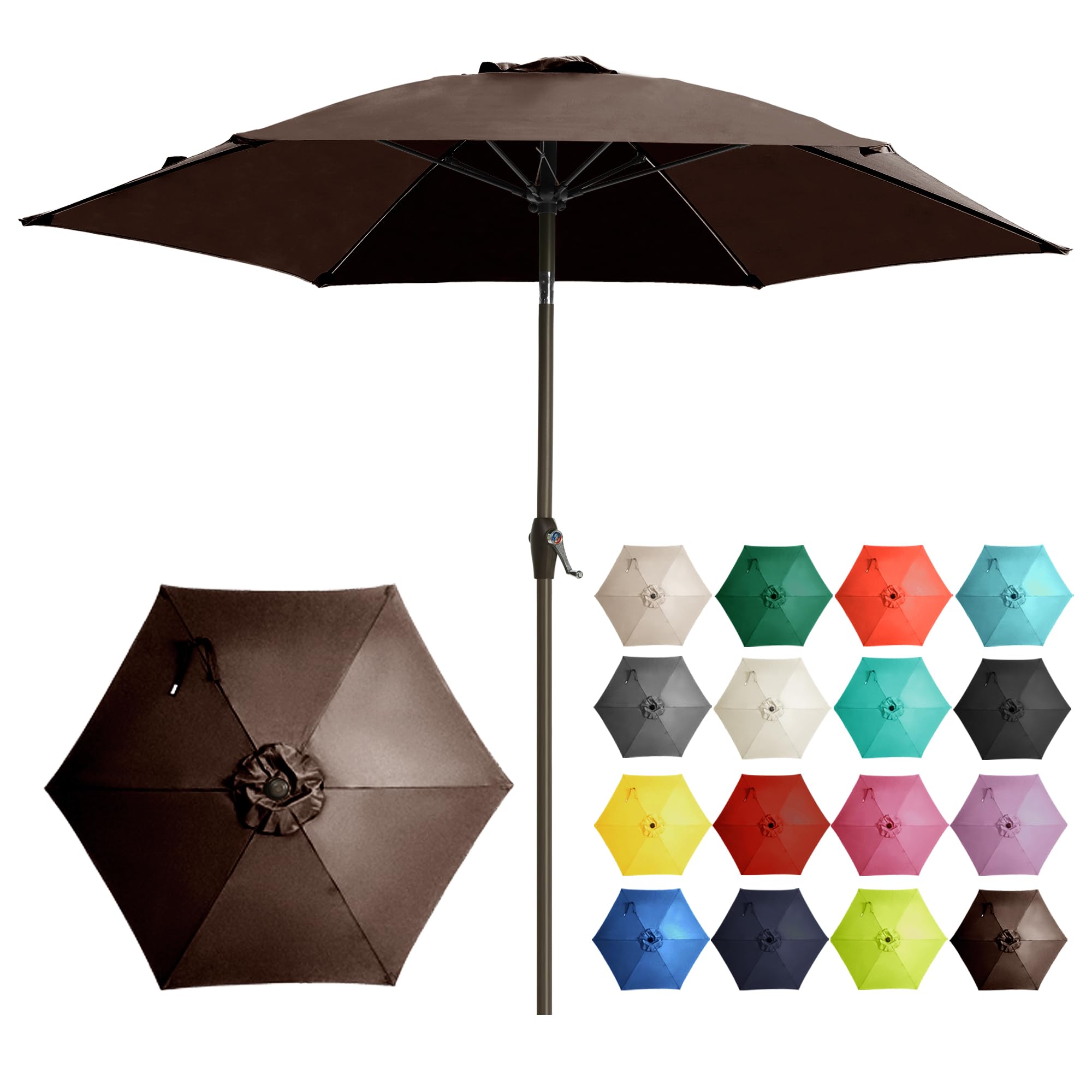 Ayge 7.5FT Large Outdoor Patio Umbrella Market Table Umbrella-UV Resistant, Easy Push Button Tilt and Crank, 6 Sturdy Fiberglass Ribs Heavy-Duty Pool Umbrella for Deck, Backyard,Garden, Yard,Beige