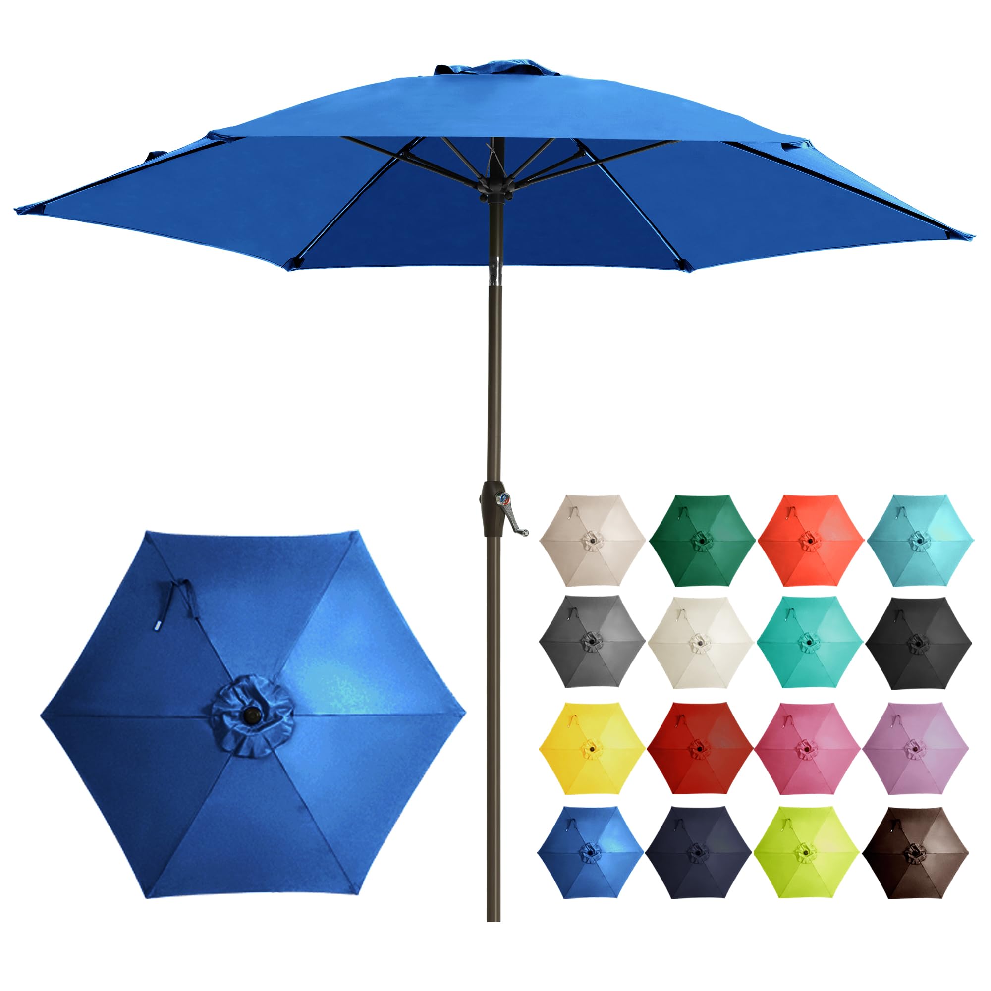 Ayge 7.5FT Large Outdoor Patio Umbrella Market Table Umbrella-UV Resistant, Easy Push Button Tilt and Crank, 6 Sturdy Fiberglass Ribs Heavy-Duty Pool Umbrella for Deck, Backyard,Garden, Yard,Beige