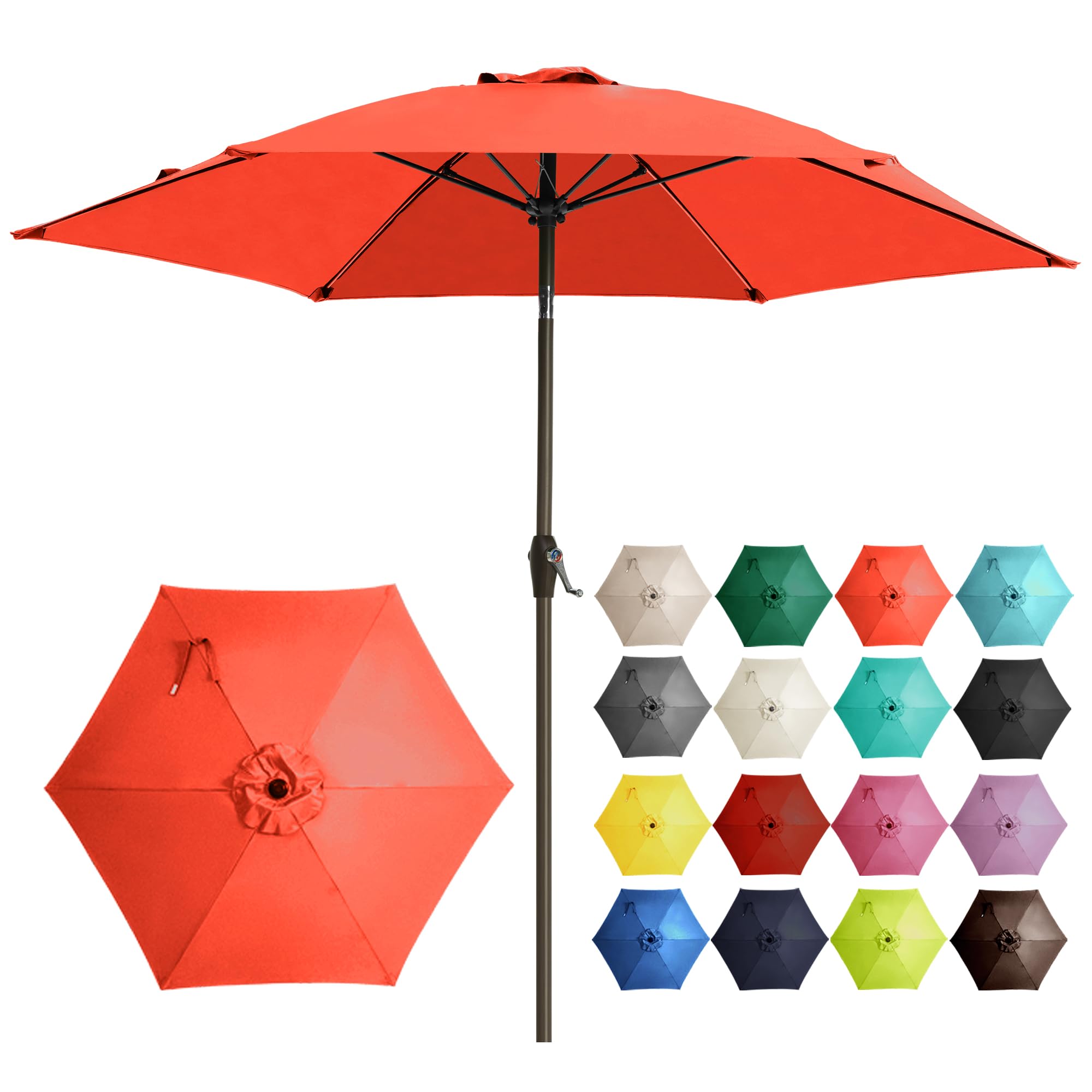 Ayge 7.5FT Large Outdoor Patio Umbrella Market Table Umbrella-UV Resistant, Easy Push Button Tilt and Crank, 6 Sturdy Fiberglass Ribs Heavy-Duty Pool Umbrella for Deck, Backyard,Garden, Yard,Beige