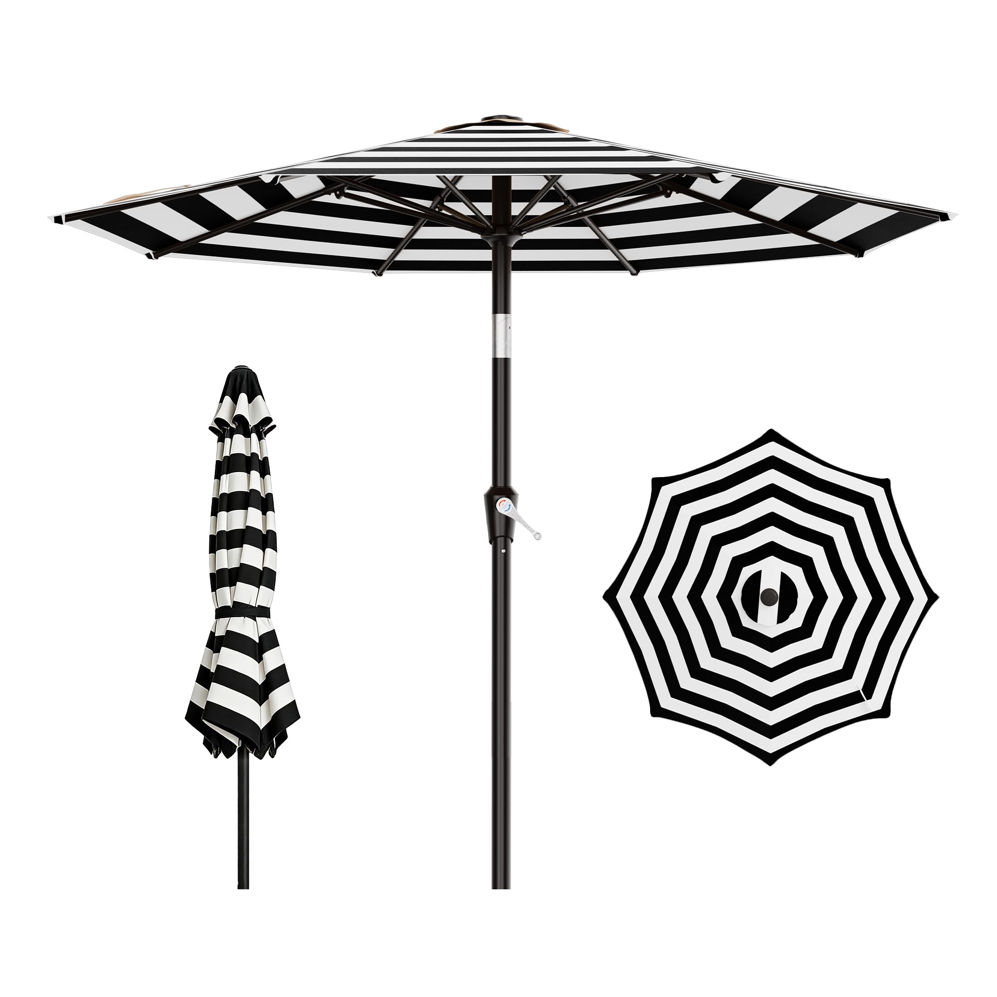 AreShark 9 FT Patio Umbrella for Outdoor, Outdoor Table Umbrella with Push Button Tilt and Crank, Outdoor Patio Umbrellas with 8 Sturdy Ribs for Market, Garden, Pool (Beige)