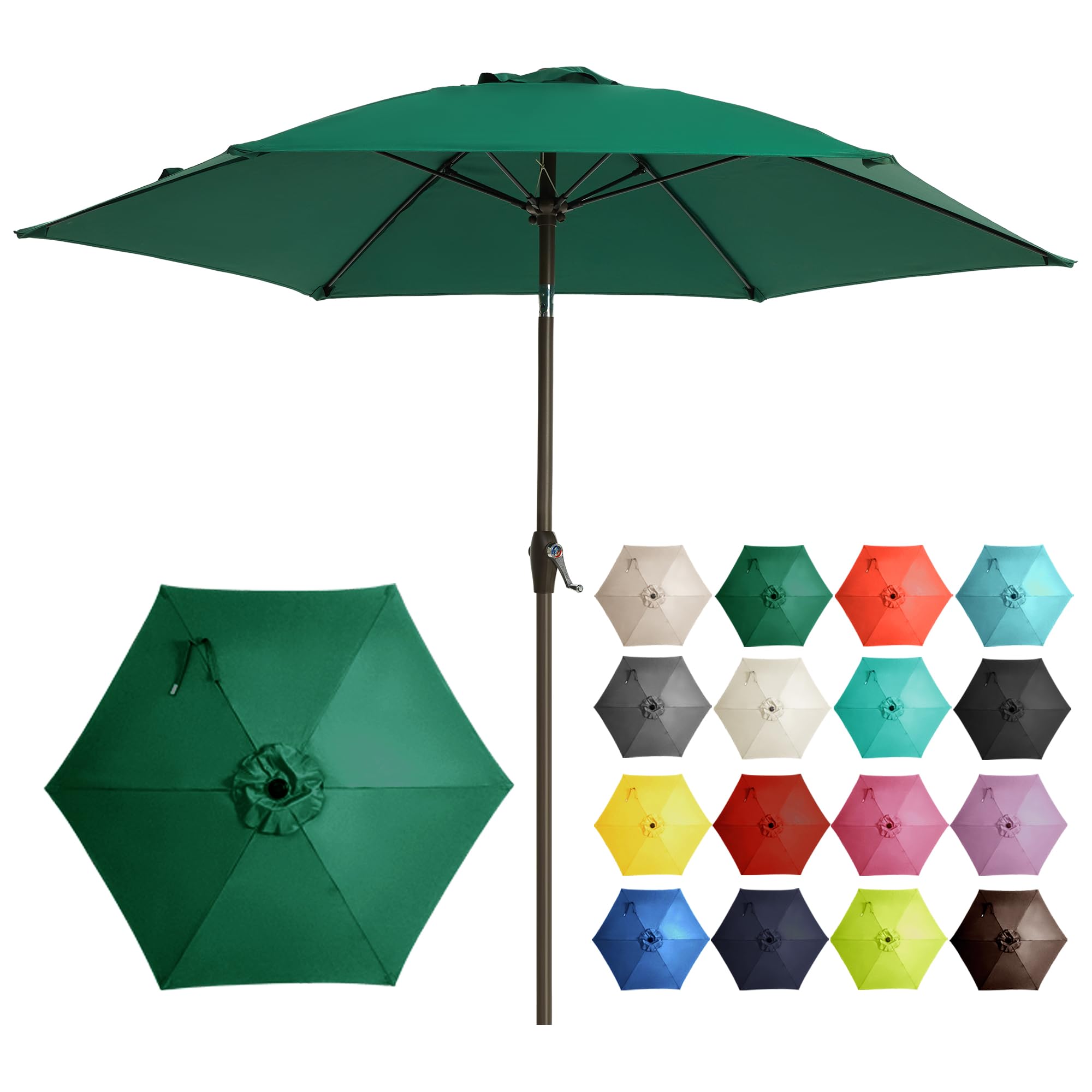 Ayge 7.5FT Large Outdoor Patio Umbrella Market Table Umbrella-UV Resistant, Easy Push Button Tilt and Crank, 6 Sturdy Fiberglass Ribs Heavy-Duty Pool Umbrella for Deck, Backyard,Garden, Yard,Beige