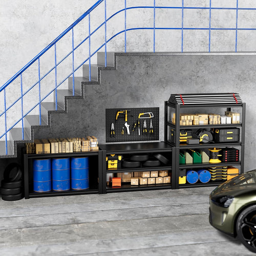 5-Tier 40”W X 20”D X 72”H Heavy Duty Garage Storage Shelves 2500LBS Basement Shelving Heavy Duty Adjustable Unit Rack Metal Rack(Black)